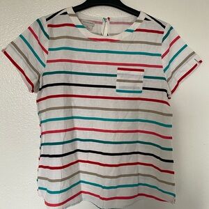 Van Heusen Red and Blue Striped Short Sleeve Tee